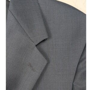 Andrew‎ Fezza Navy Glen Check Plaid Super 100s Wool Blazer Suit Jacket 39R